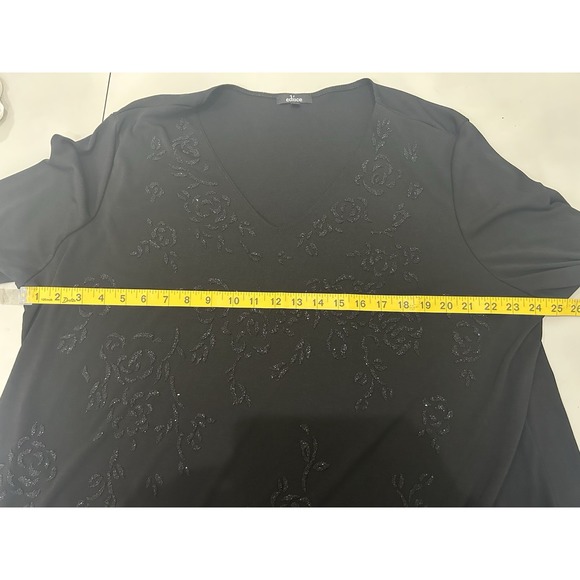 Educe Womens Black Floral Beaded Top Size 3X Stretch Disco Glam Corpcore Femme - Picture 9 of 10